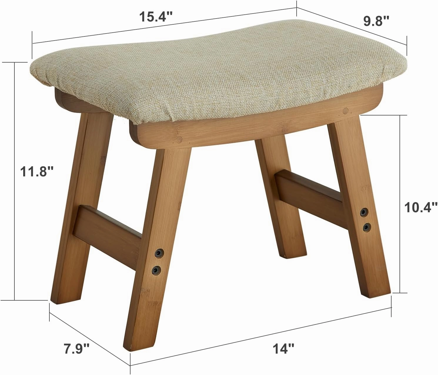 Foot Stool Ottoman Foot Rest Under Desk,Small Stool for Living Room, Bedroom and Kitchen (Brown Legs - Beige Stool Surface)