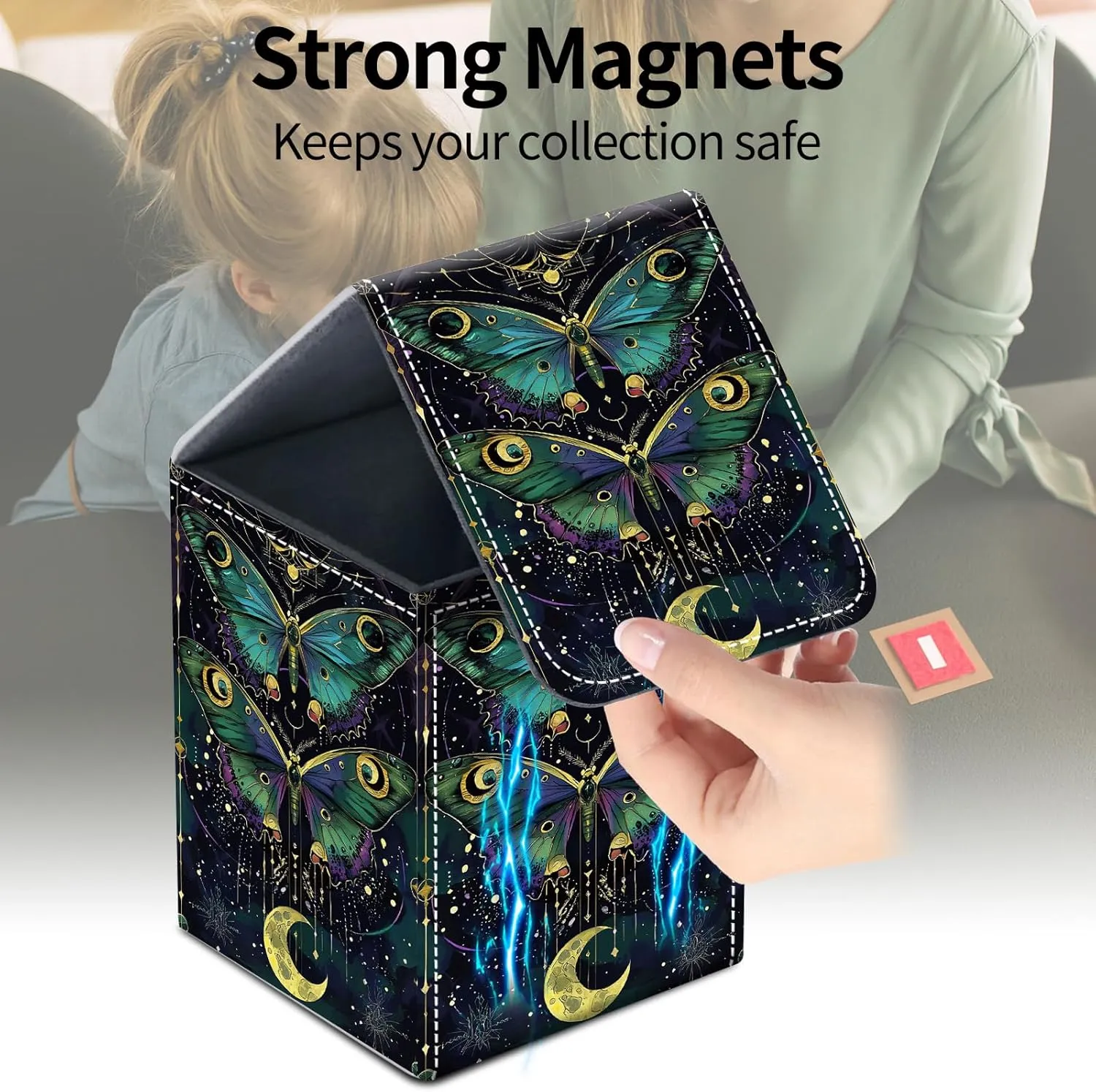 For MTG Deck Box, Fits 100  Single Sleeved Cards, Strong Magnet Card Deck Box, PU Leather Trading Card Storage Box, TCG, CCG Cards Secure Storage for Trading Card, Cute Dolphin -39