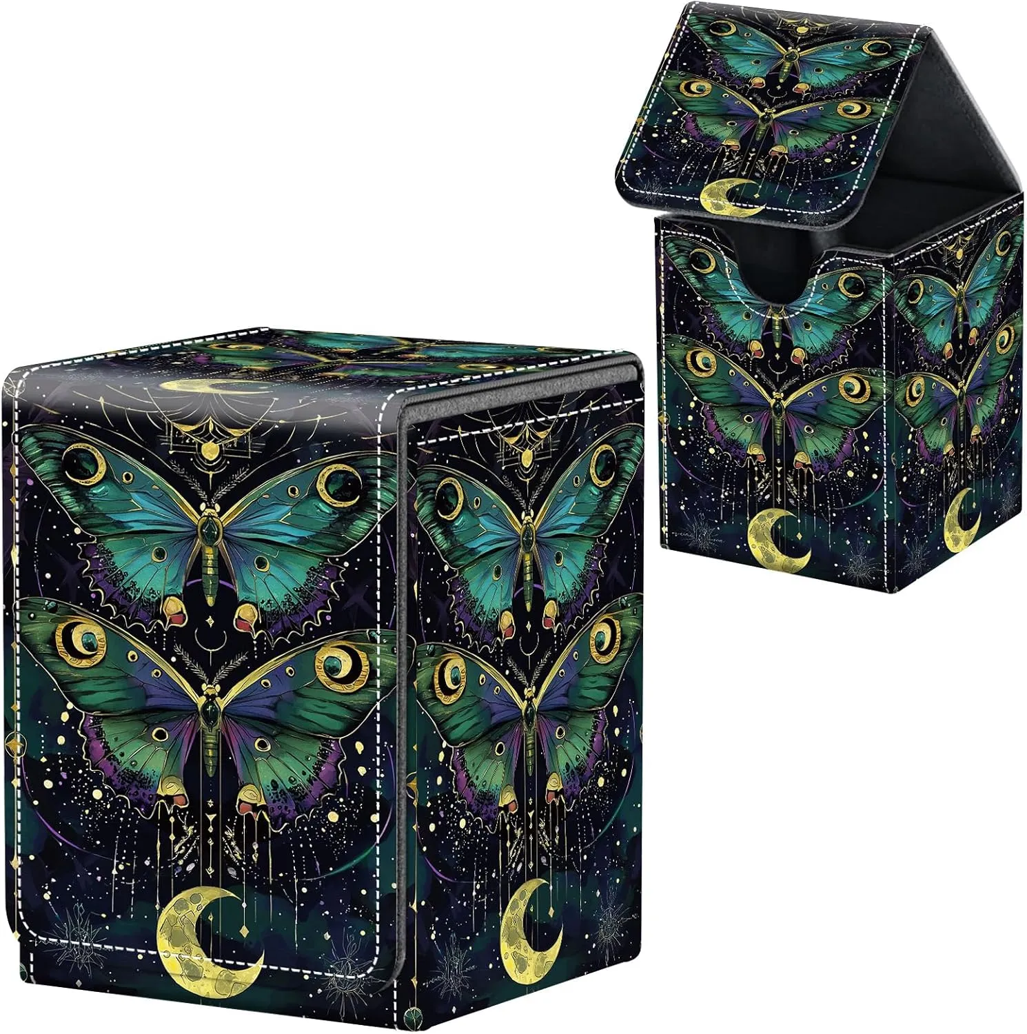 For MTG Deck Box, Fits 100  Single Sleeved Cards, Strong Magnet Card Deck Box, PU Leather Trading Card Storage Box, TCG, CCG Cards Secure Storage for Trading Card, Cute Dolphin -39