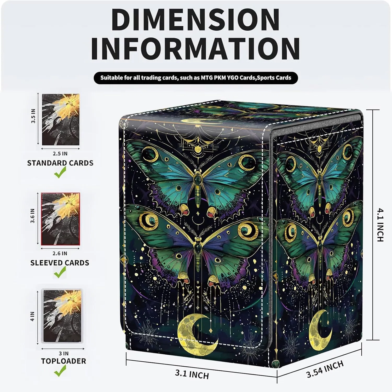 For MTG Deck Box, Fits 100  Single Sleeved Cards, Strong Magnet Card Deck Box, PU Leather Trading Card Storage Box, TCG, CCG Cards Secure Storage for Trading Card, Cute Dolphin -39