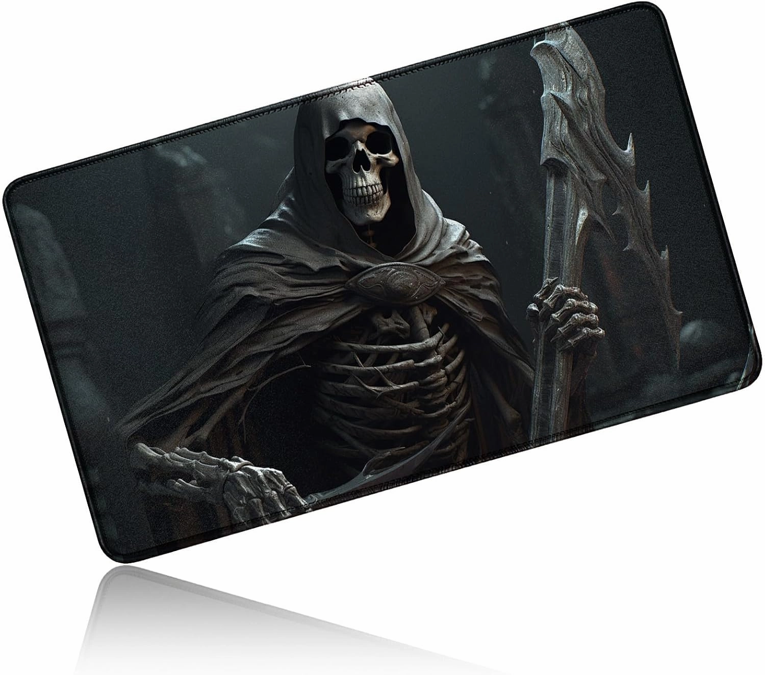 for MTG Playmat 24 x 14 Inches, Card Playmat Stitched with Magic Zones Commander Deck Gaming Desk Mat Card Gameplay Pad for MTG TCG Trading Card Inked Game - Skull