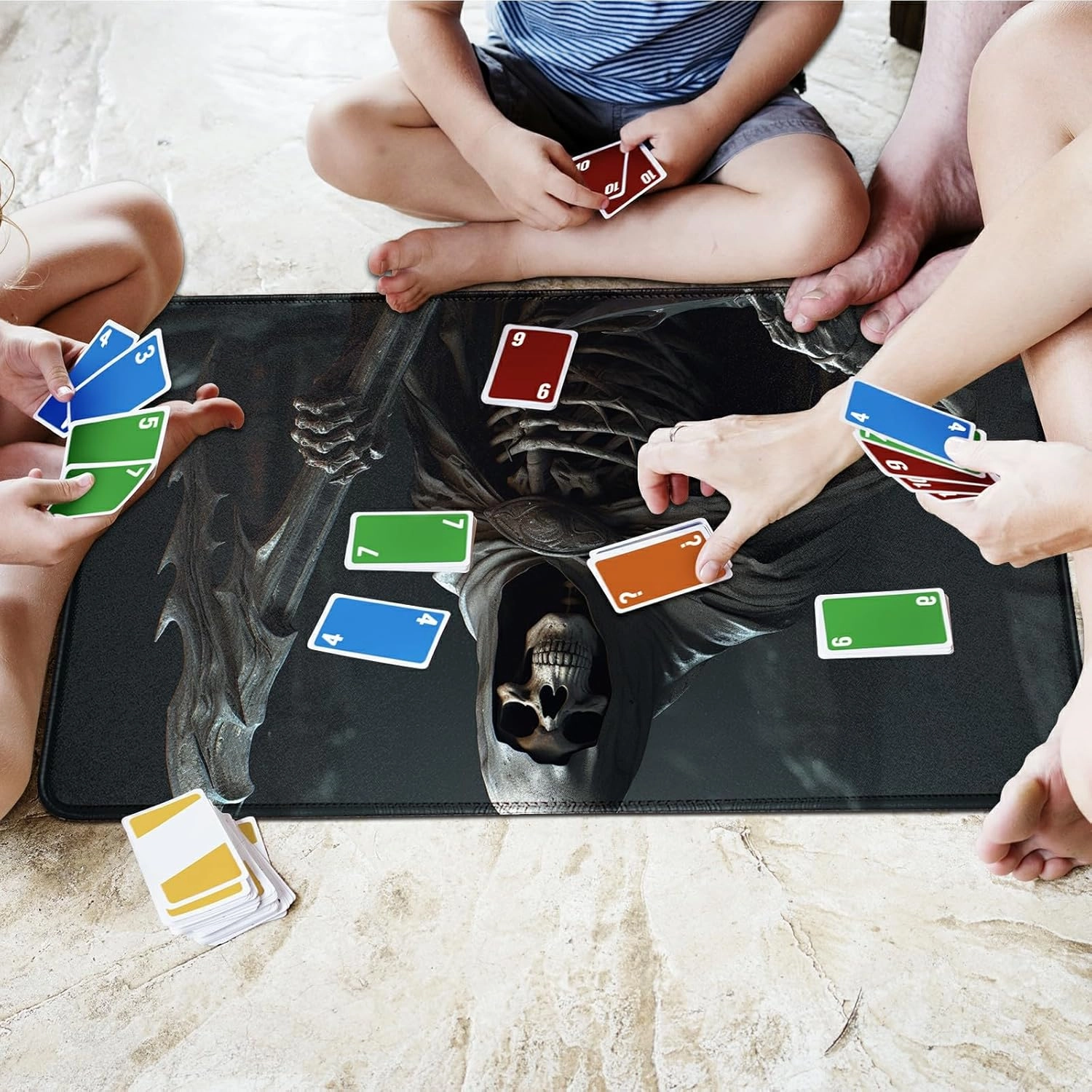 for MTG Playmat 24 x 14 Inches, Card Playmat Stitched with Magic Zones Commander Deck Gaming Desk Mat Card Gameplay Pad for MTG TCG Trading Card Inked Game - Skull
