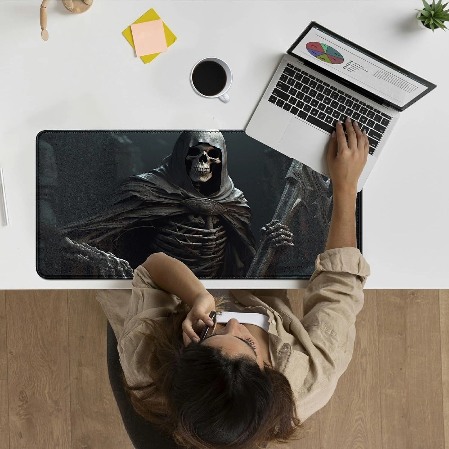 for MTG Playmat 24 x 14 Inches, Card Playmat Stitched with Magic Zones Commander Deck Gaming Desk Mat Card Gameplay Pad for MTG TCG Trading Card Inked Game - Skull