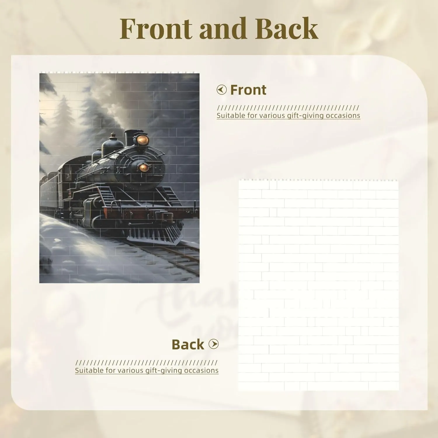 Forest Steam Train Building Block Puzzle Rectangle Shaped Building Bricks for Adults Ornament Vertical Brick Block Puzzle for Home Decor Brick Puzzle