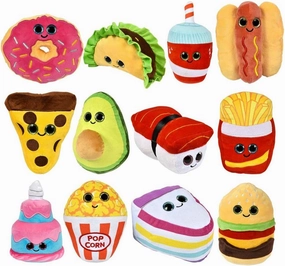 Forest & Twelfth 6" Cute Food Plush Toys, Set of 12 Adorable Soft Food Stuffed Animals for Imaginative Play, Collecting and Decoration, Desserts, Taco, Pizza, Sushi, Hot Dog, Burger, Fries, Avocado