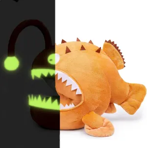 FRANKIEZHOU Lifelike Anglerfish Luminous Plush-Brown 9.8" Fish Stuffed Animal,Soft Monkfish Plush,Toy for Kids, Fish Decor
