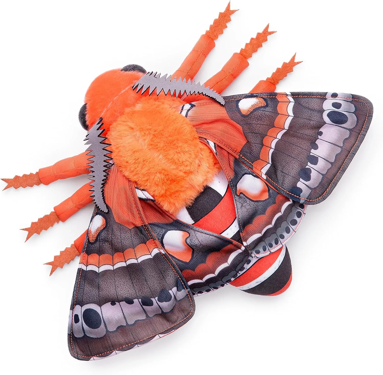 FRANKIEZHOU Simulation Cecropia Moth Stuffed Animal - Orange 15 Inch,Soft Moth Plush Toy for Kids, Baby Gifts,Home Decor, Cuddle Toy