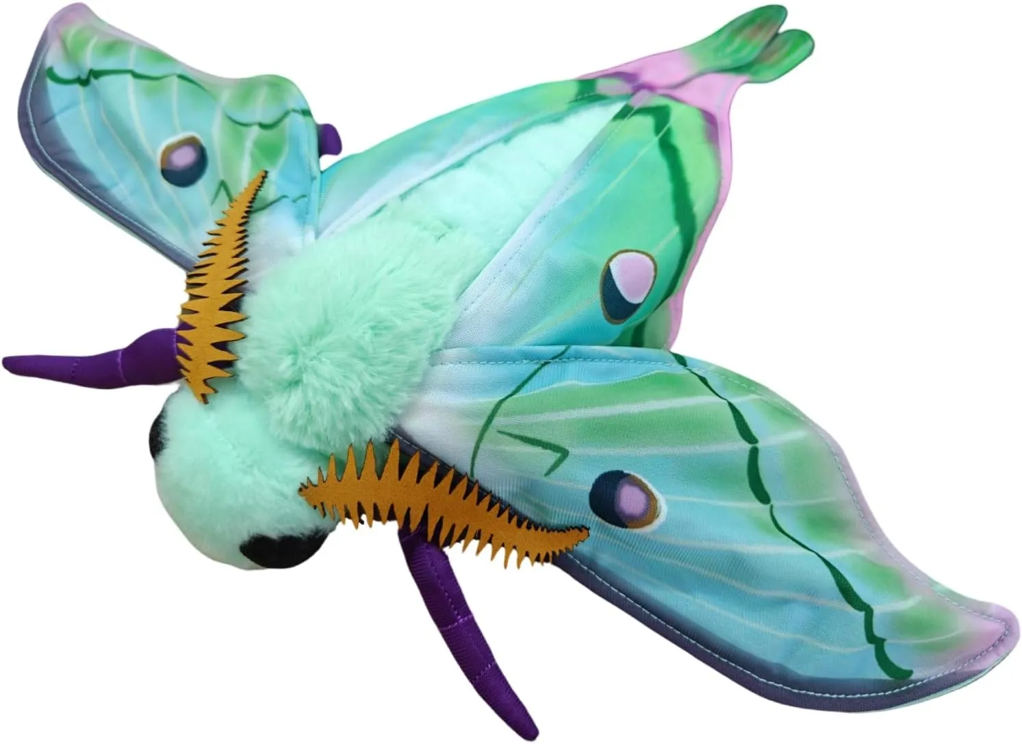 FRANKIEZHOU Simulation Luna Moth Stuffed Animal - Green 15 Inch,Long-Tailed Silk Moth Plush Toy, Soft Moth Stuffed Toy for Kids, Baby Gifts,Home Decor, Cuddle Toy