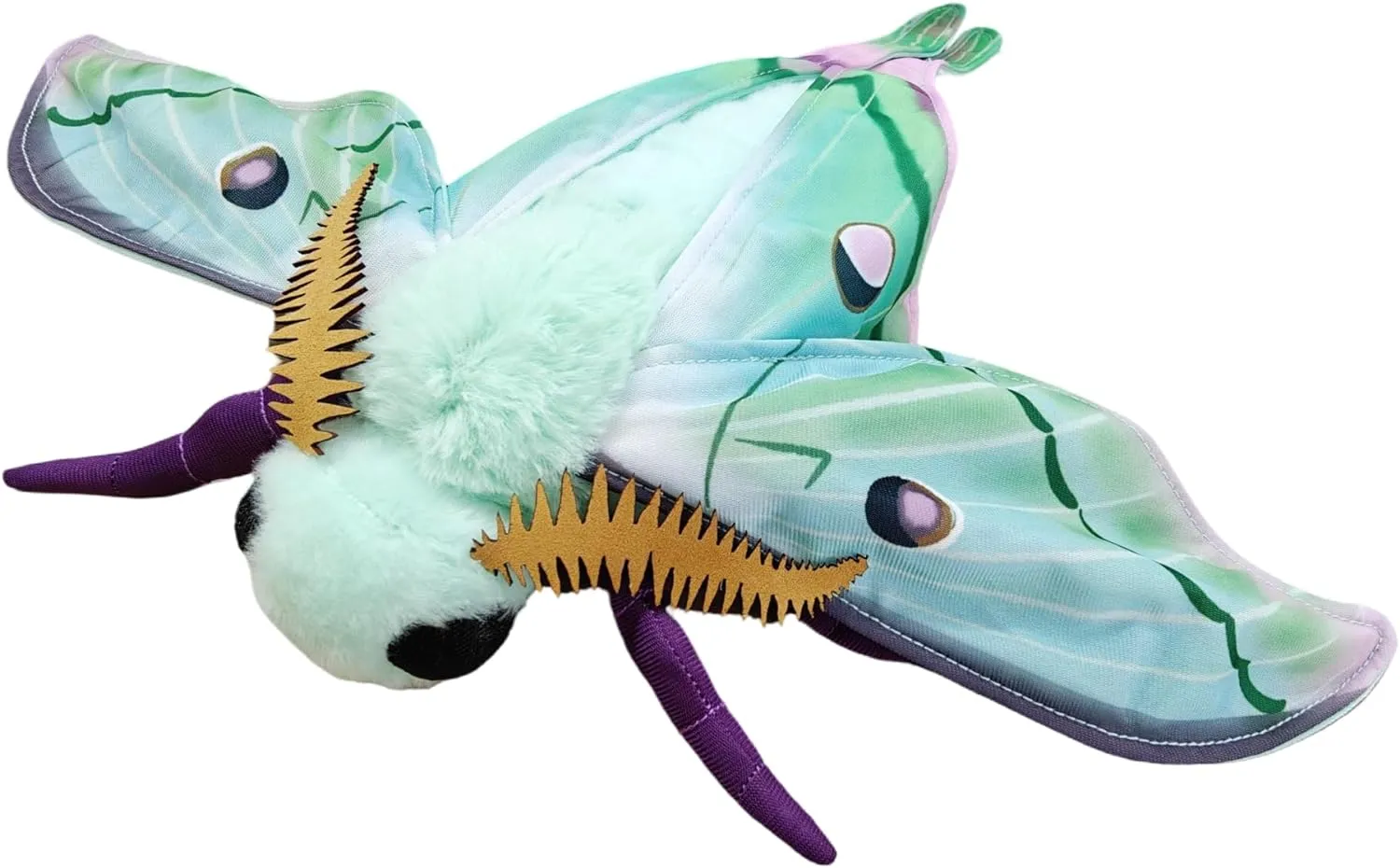 FRANKIEZHOU Simulation Luna Moth Stuffed Animal - Green 15 Inch,Long-Tailed Silk Moth Plush Toy, Soft Moth Stuffed Toy for Kids, Baby Gifts,Home Decor, Cuddle Toy