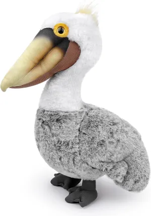 FRANKIEZHOU Simulation Pelican Bird Stuffed Animal-Gray 14",Pelican Plush Toy,Soft Big Bird Toy,Gifts for Kids, Home Decor