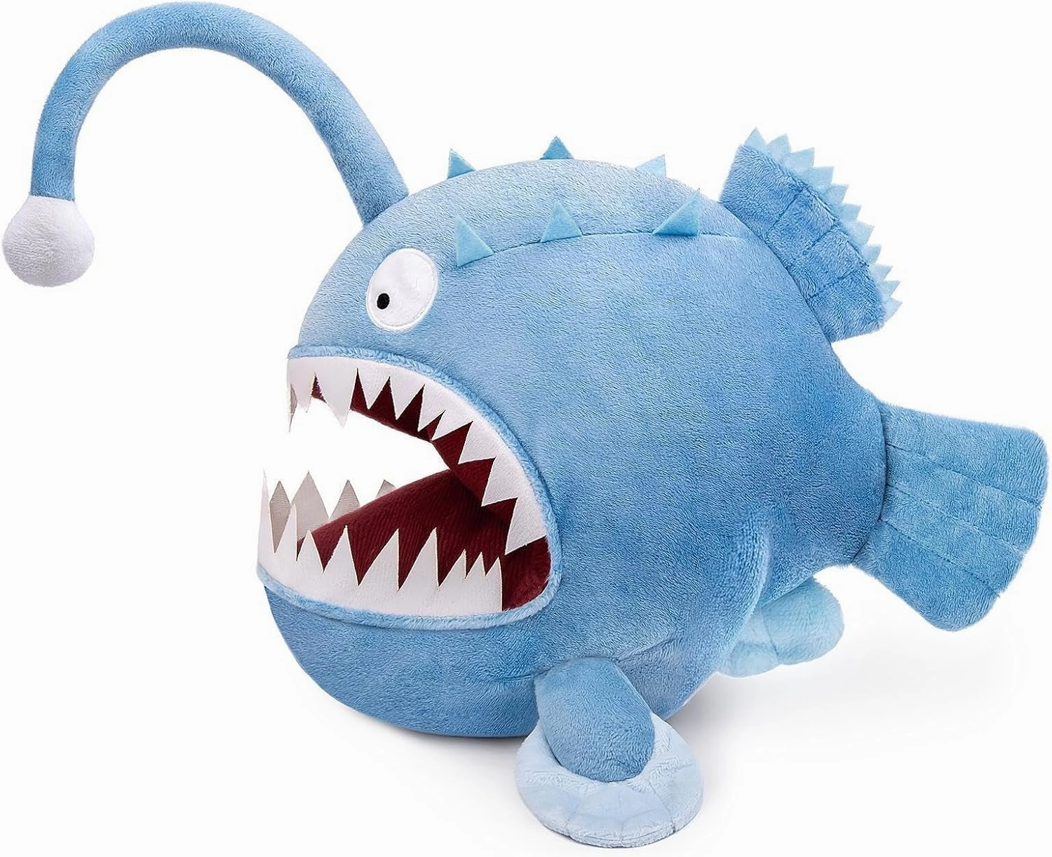 FRANKIEZHOU Lifelike Anglerfish Luminous Plush-Blue 9.8" Fish Stuffed Animal,Glow in The Dark,Soft Monkfish Plush,Gifts for Kids, Fish Decor