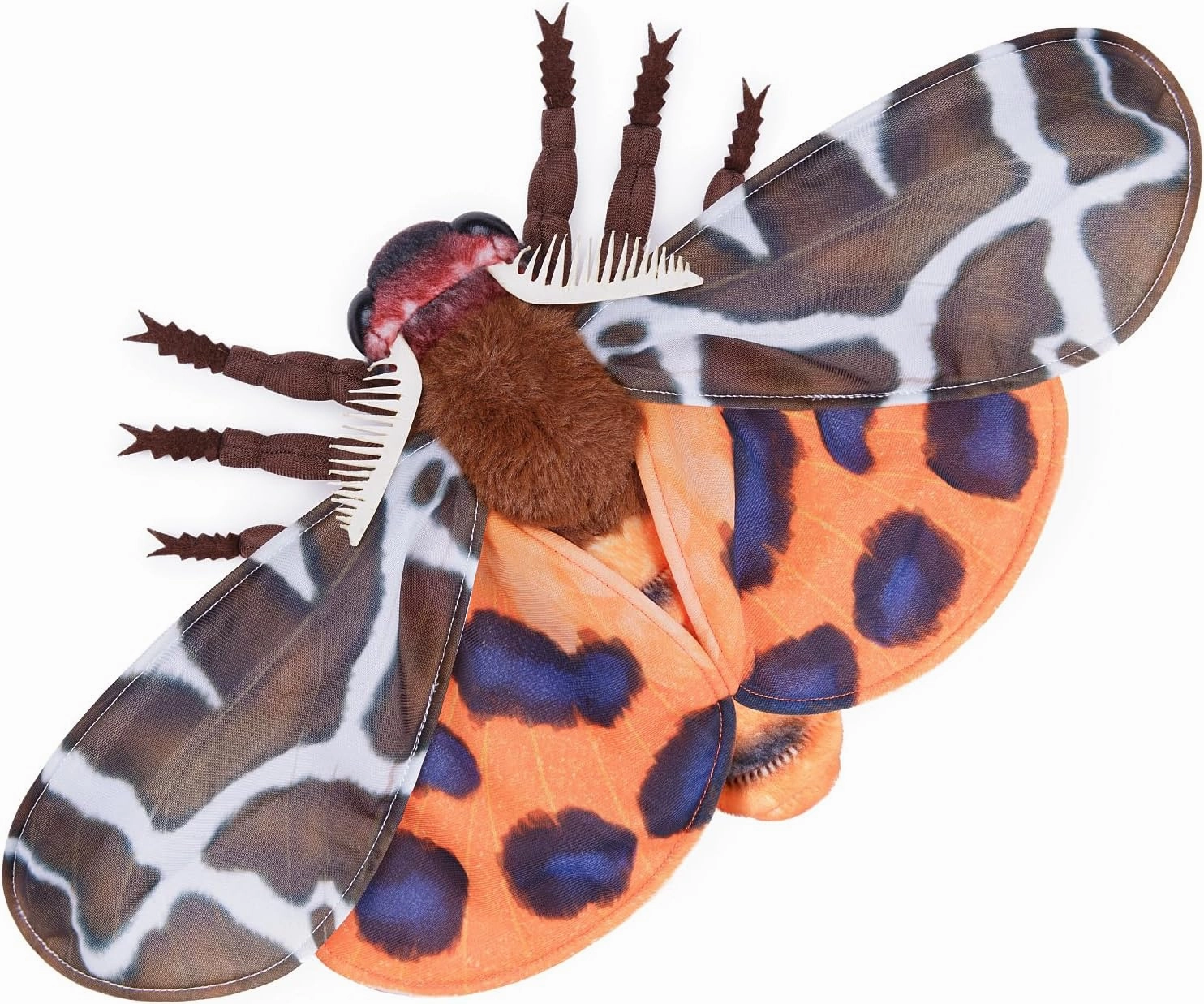 FRANKIEZHOU Realistic Garden Tiger Moth Plush - Brown 15 Inch, Beautiful Moth Stuffed Animal, Cuddle Toy for Girls & Kids, Home Decor