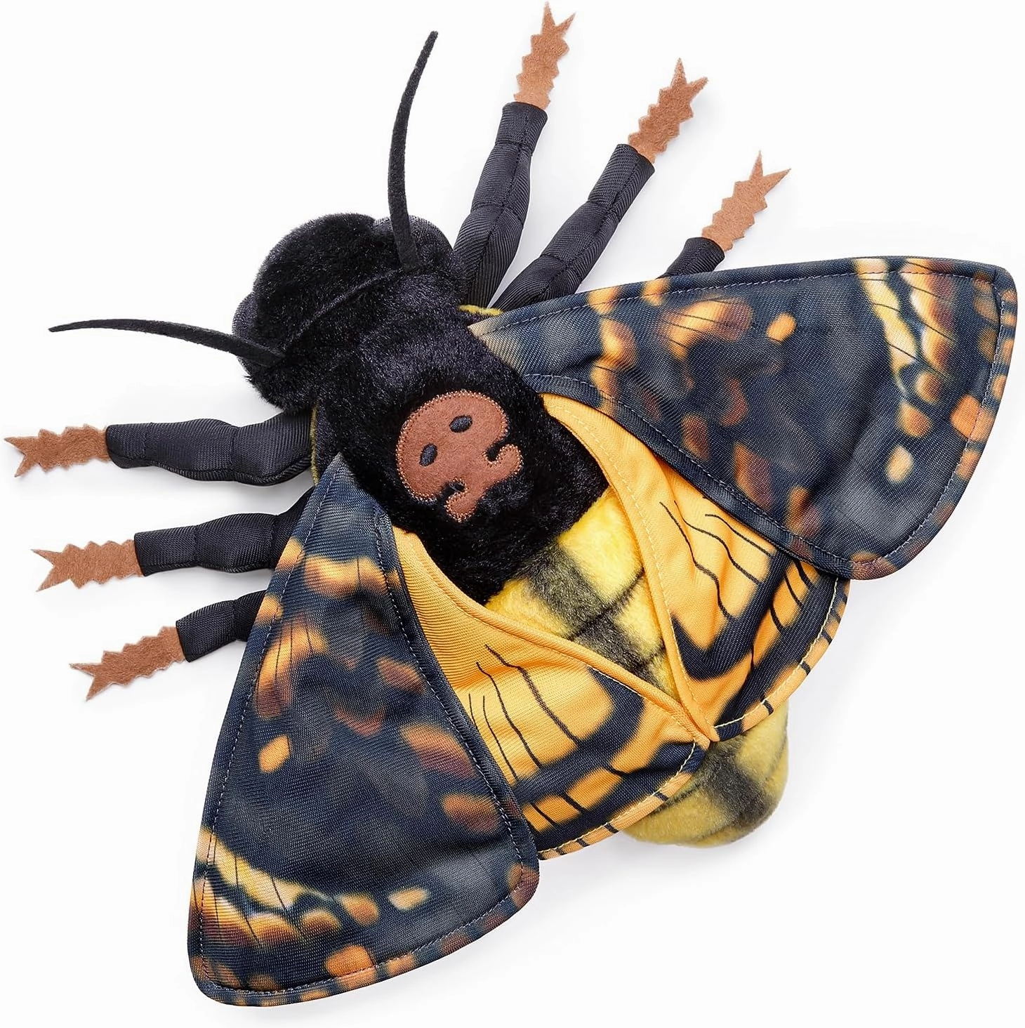 FRANKIEZHOU Simulation Deaths Head Hawk Moth Stuffed Animal-Yellow 9.8",Lifelike Death's-Head Hawkmoth Plush Toy, Moth Toy,Gifts for Kids,Home Decor