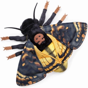 FRANKIEZHOU Simulation Deaths Head Hawk Moth Stuffed Animal-Yellow 9.8",Lifelike Death's-Head Hawkmoth Plush Toy, Moth Toy,Gifts for Kids,Home Decor