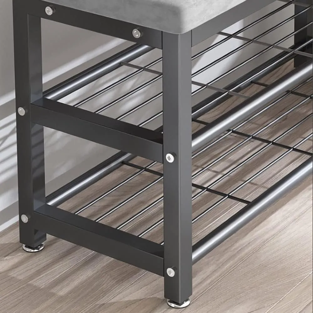 Freestanding Shoe Bench Entryway Hall Tree with 2 Tier Shoe Rack 10 Hooks and Storage for 6 8 Pairs Easy to Assemble
