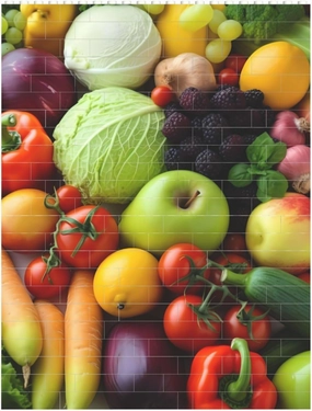 Fresh Fruits and Vegetables Building Block Puzzle Personalized Building Bricks for Adults Block Puzzle Building DIY Brick Block Puzzles Valentine's Day Gifts for Home Decor Brick Puzzle