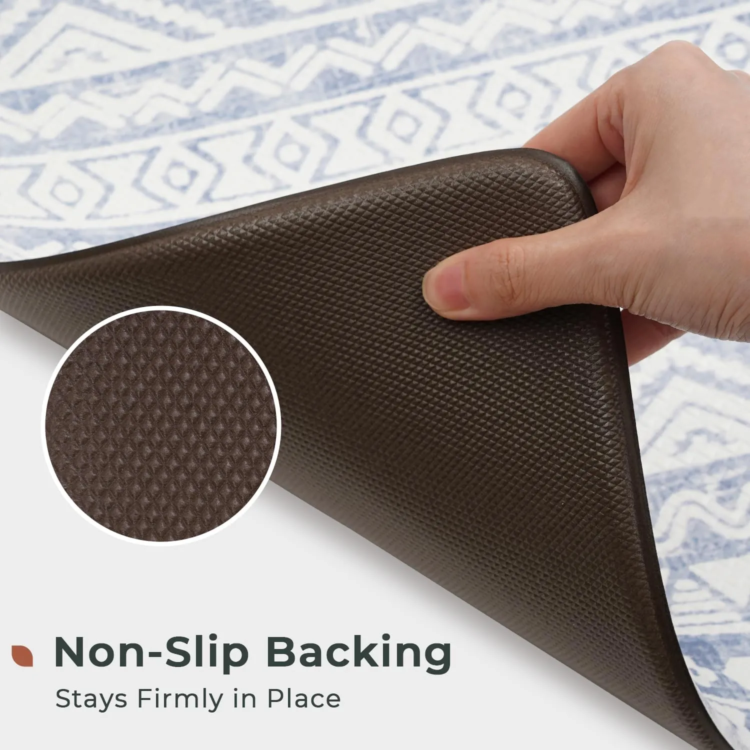 FRESHMINT Anti Fatigue Kitchen Mats for Floor 2 Piece Set, Waterproof & Non-Skid Boho Kitchen Rugs, Cushioned Kitchen Mat for Standing Washable Comfort Desk Kitchen Runners, 17x30 17x47