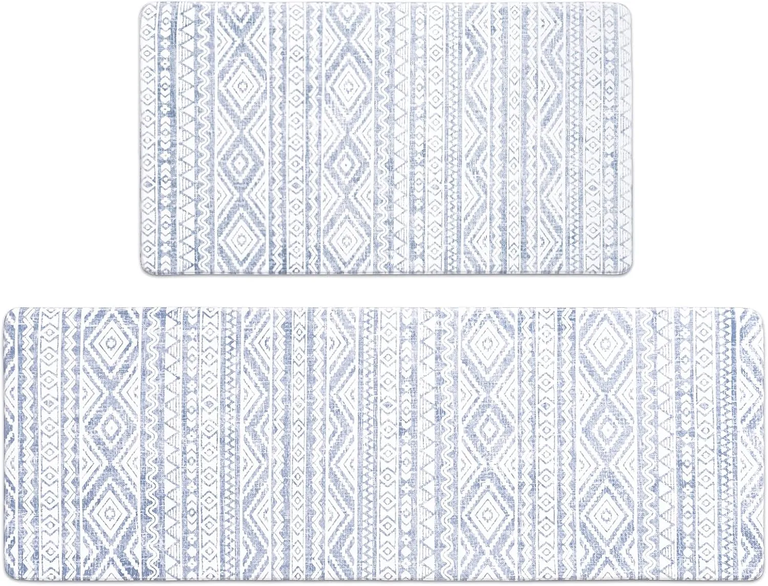 FRESHMINT Anti Fatigue Kitchen Mats for Floor 2 Piece Set, Waterproof & Non-Skid Boho Kitchen Rugs, Cushioned Kitchen Mat for Standing Washable Comfort Desk Kitchen Runners, 17x30 17x47