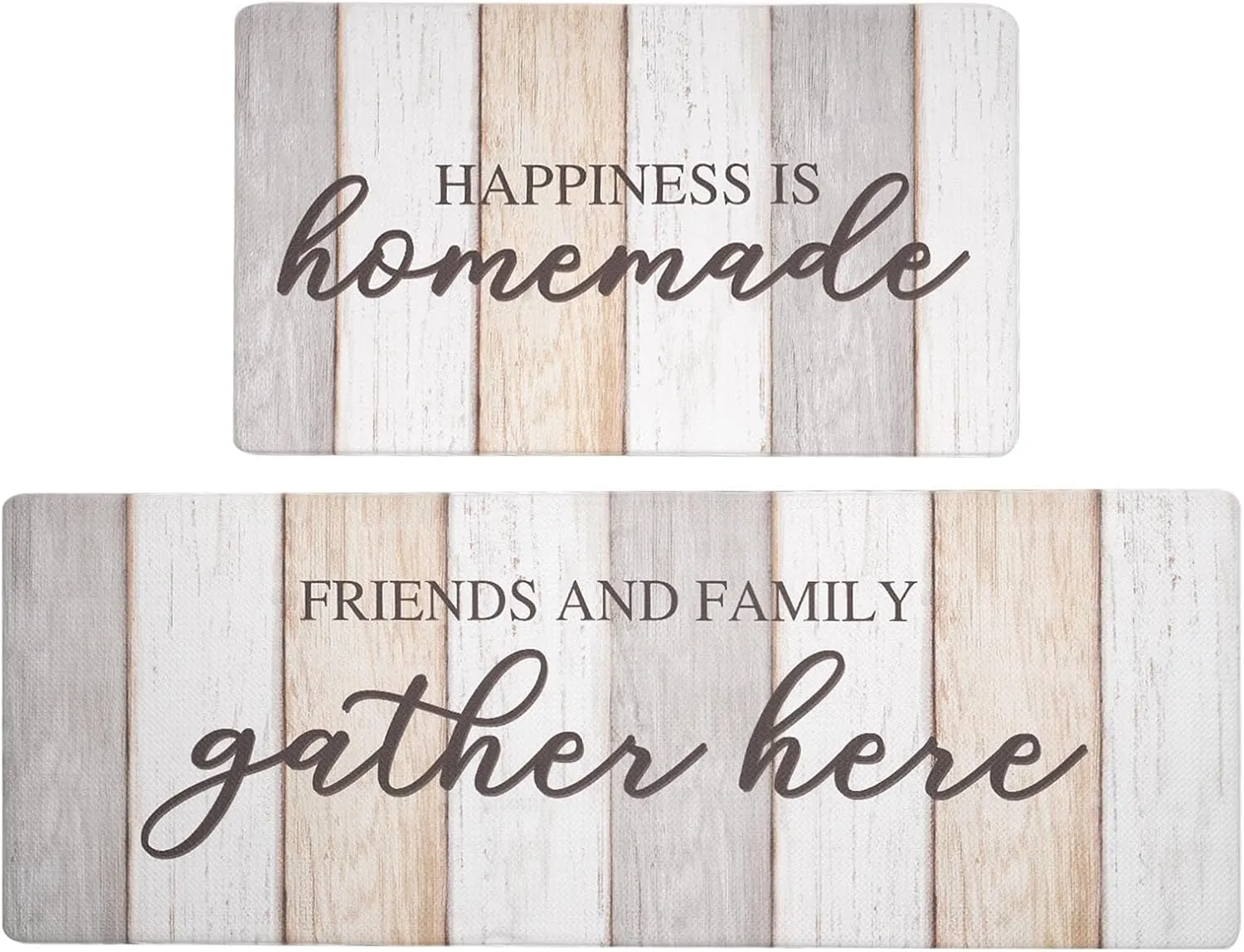 FRESHMINT Anti Fatigue Kitchen Mats for Floor 2 Piece Set Waterproof & Non-Skid Traditional Farmhouse Kitchen Rugs Standing Cushion Comfort Kitchen Runner,17x30 17x47