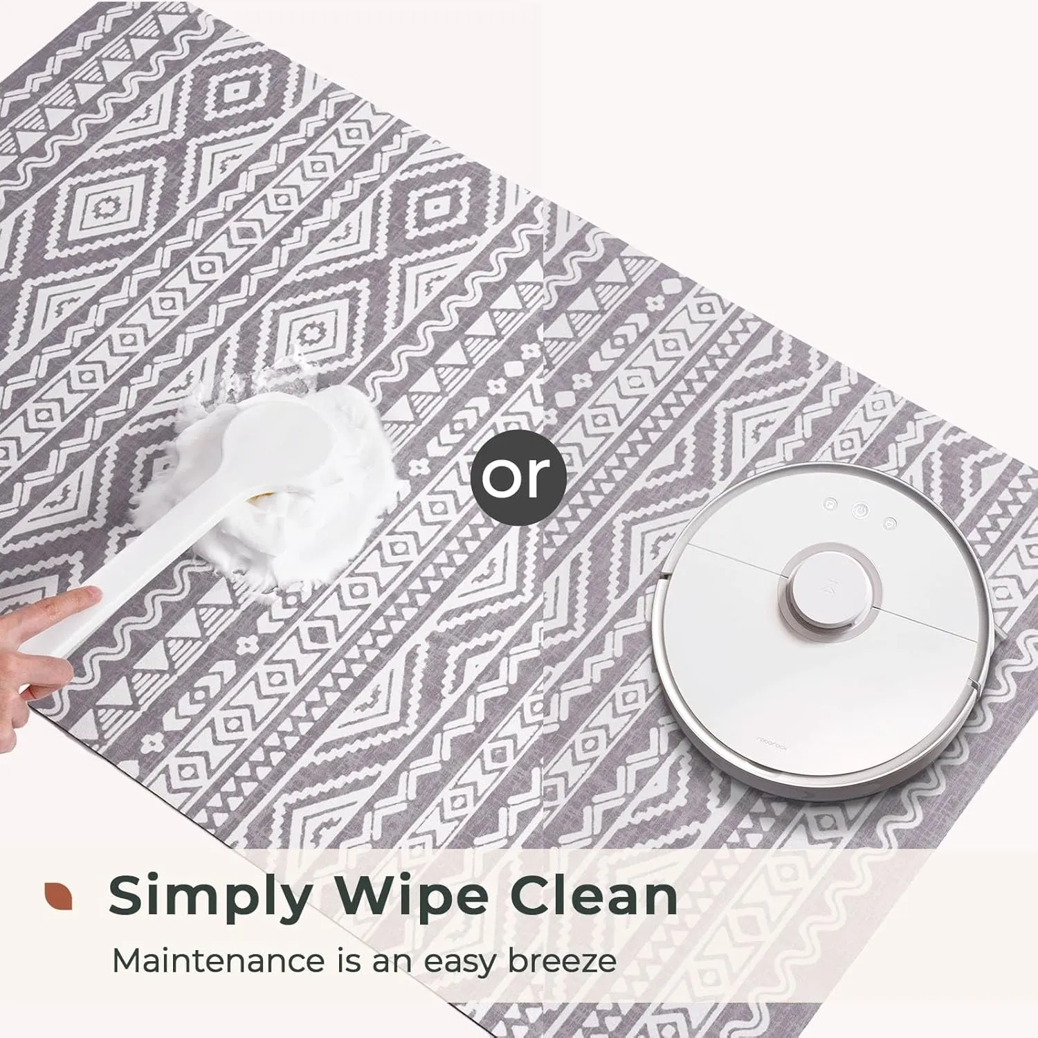 FRESHMINT Bohemian Bath Mat Soft Boho Bathroom Mat Non-Slip Quick Dry Bath Rugs Thin Washable Shower Floor Mats with Super Water Absorbent Layer & Rubber Backing, 20"x32", Gray & White