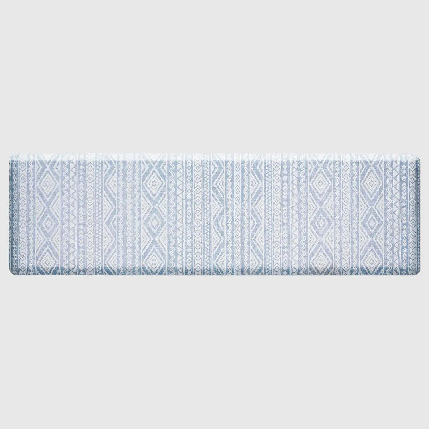 FRESHMINT Boho Kitchen Mat 0.47" Thick Anti-Fatigue Cushioned Kitchen Mats 17.3"x60" for Floor, Long Waterproof Non Slip Comfort Standing Mat Kitchen Rug for Kitchen Decor Sink Office, Blue Linen
