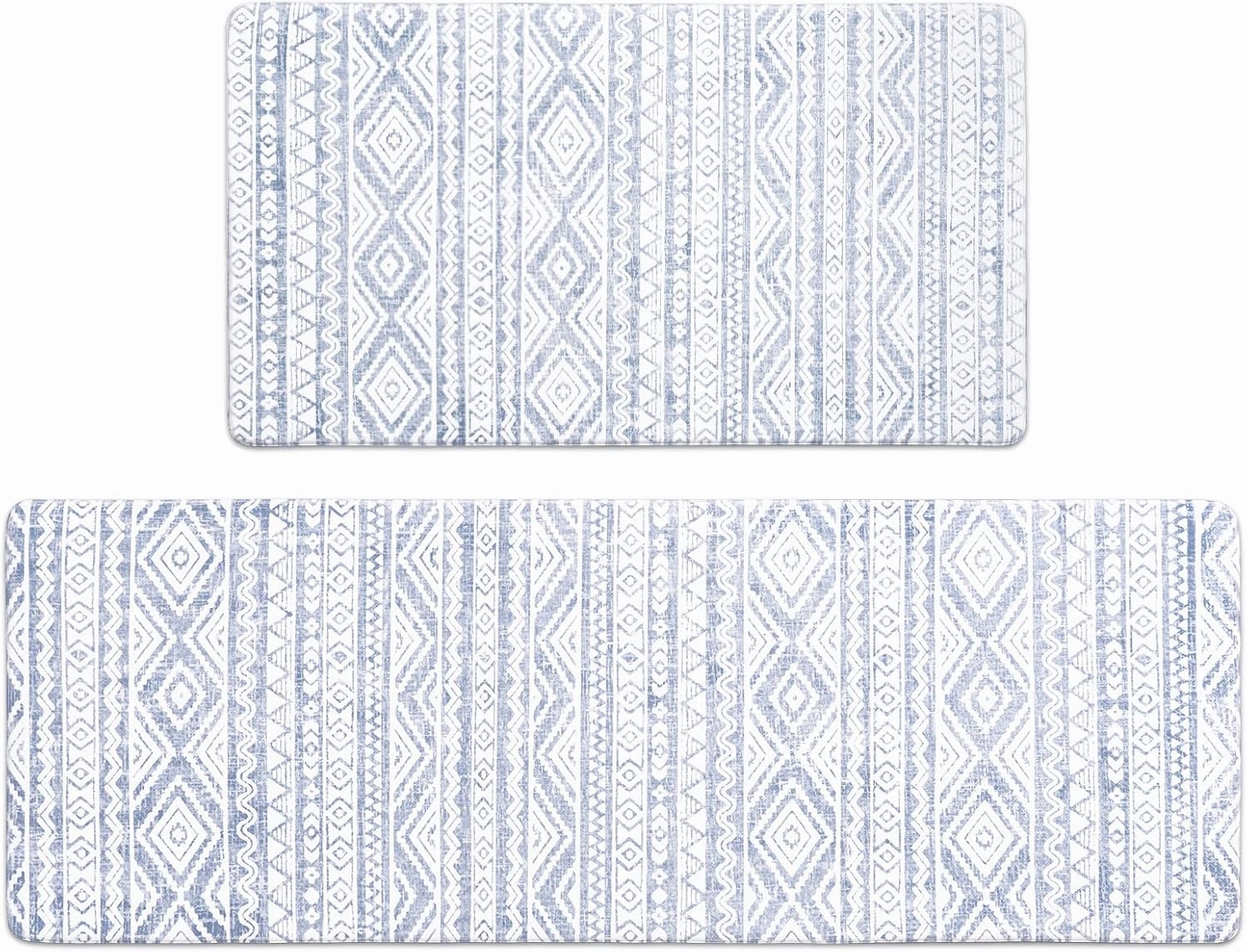FRESHMINT Anti Fatigue Kitchen Mats for Floor 2 Piece Set, Waterproof & Non-Skid Boho Kitchen Rugs, Cushioned Kitchen Mat for Standing Washable Comfort Desk Kitchen Runners, 17x30 17x47