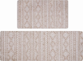 FRESHMINT Anti Fatigue Kitchen Mats for Floor 2 Piece Set, Waterproof & Non-Skid Boho Kitchen Rugs, Cushioned Kitchen Mat for Standing Washable Comfort Desk Kitchen Runners, 17x30 17x47