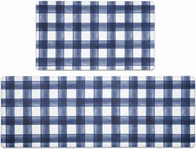 FRESHMINT Modern Farmhouse Plaid 2 Piece Set Kitchen Mats for Floor Anti Fatigue Waterproof & Non-Skid Kitchen Rugs Cushioned Kitchen Mat for Standing Washable Comfort Desk Kitchen Runners