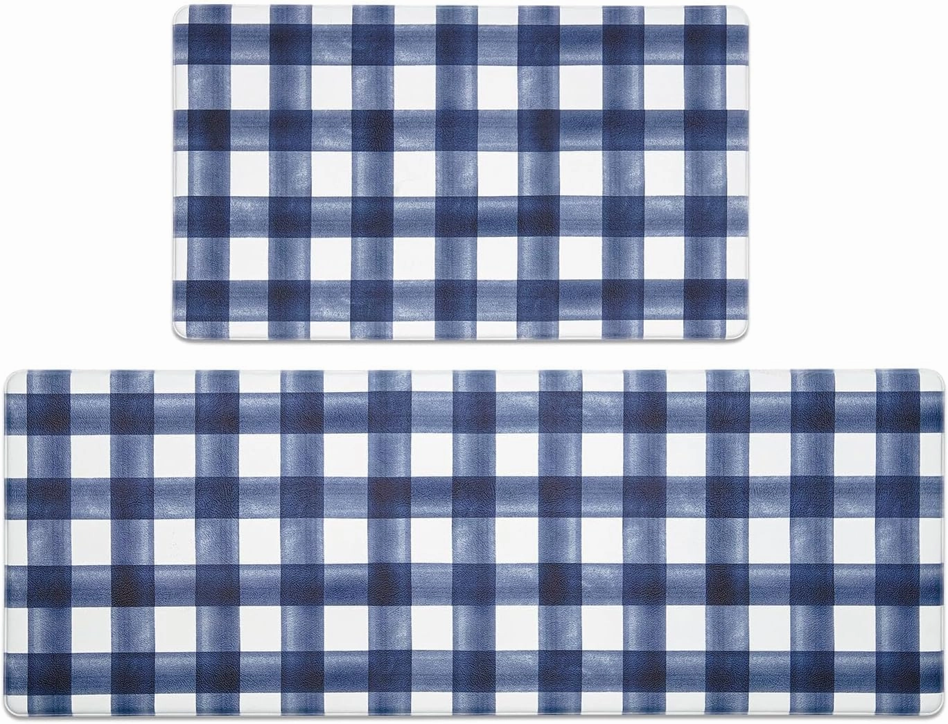 FRESHMINT Modern Farmhouse Plaid 2 Piece Set Kitchen Mats for Floor Anti Fatigue Waterproof & Non-Skid Kitchen Rugs Cushioned Kitchen Mat for Standing Washable Comfort Desk Kitchen Runners