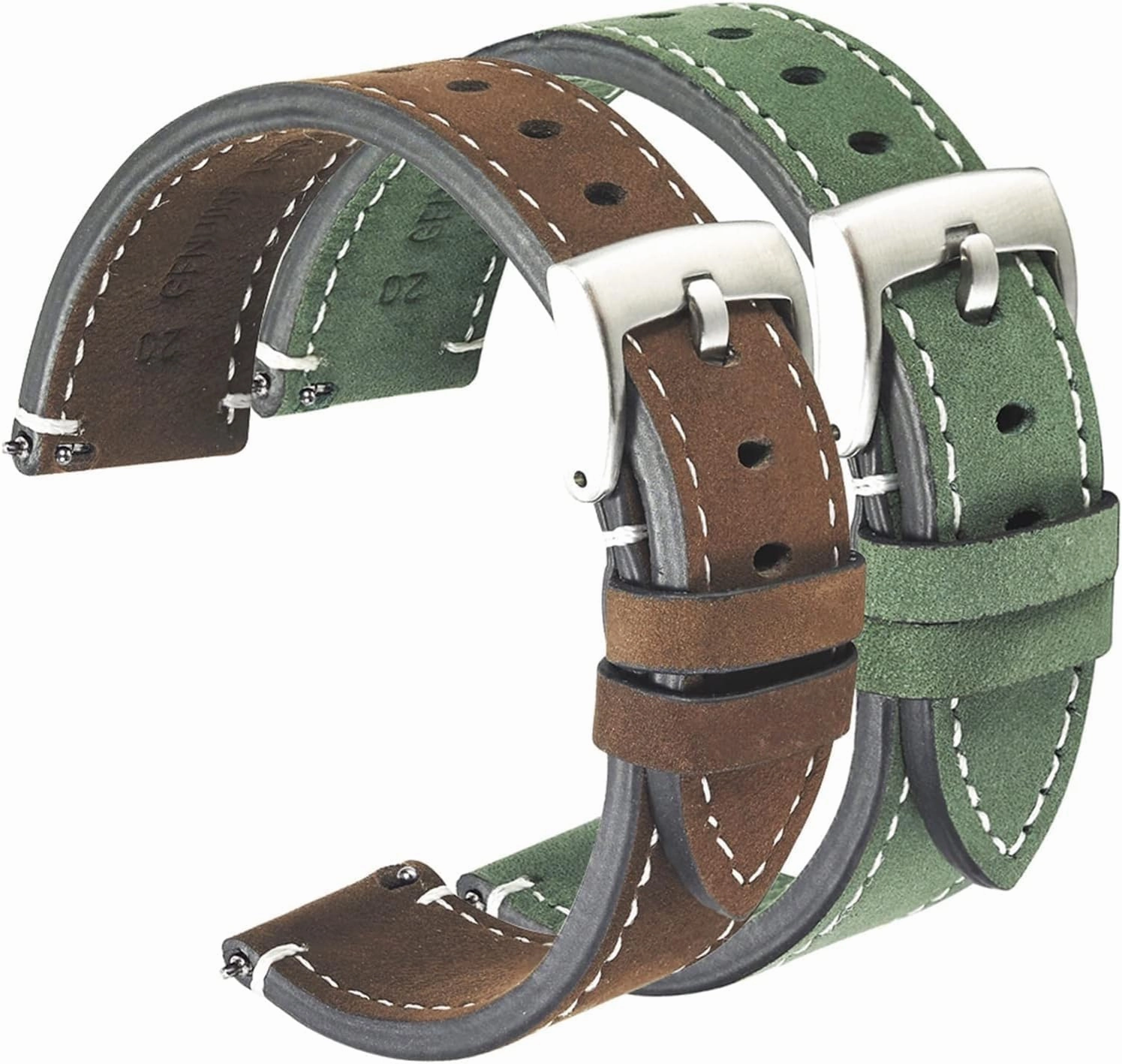 Frosted Skin Watchband Belt for Men Women Matte Leather Watch Straps Green Unisex Soft Watch Bracelet Accessories