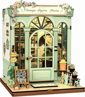 Fsolis Book Nook Kit, DIY Scene Miniature House Kit for Adults and Beginners Mini Greenhouse Craft Kit Tiny House Bookshelf Puzzle Book Decor for Women Teenagers Puzzle Lovers (Champs-Élysées Florist)