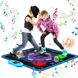 FUCEORUY Dance Mat for Kids Aged 4-12,Electronic Dance Pad with Light up and AUX,Built-in Music,3 Game Modes, Christmas Birthday Gifts Toys for Girls and Boys Ages 4 5 6 7 8 9 10