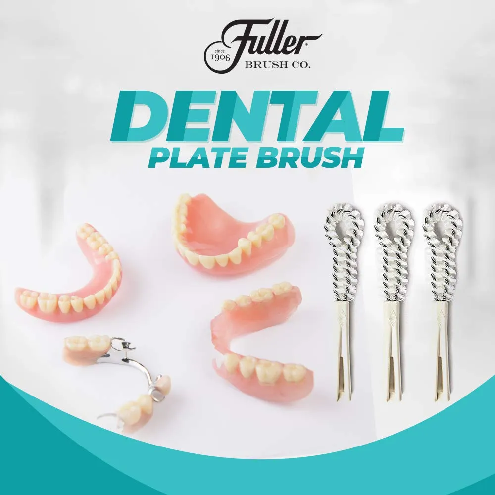 Fuller Brush Dental Plate Brush - Soft Hygienic Denture Cleaner - Small & Flexible Cleaning Tool for Dentures & Plates - Oral Hygiene for Men & Women (Pack of 3)