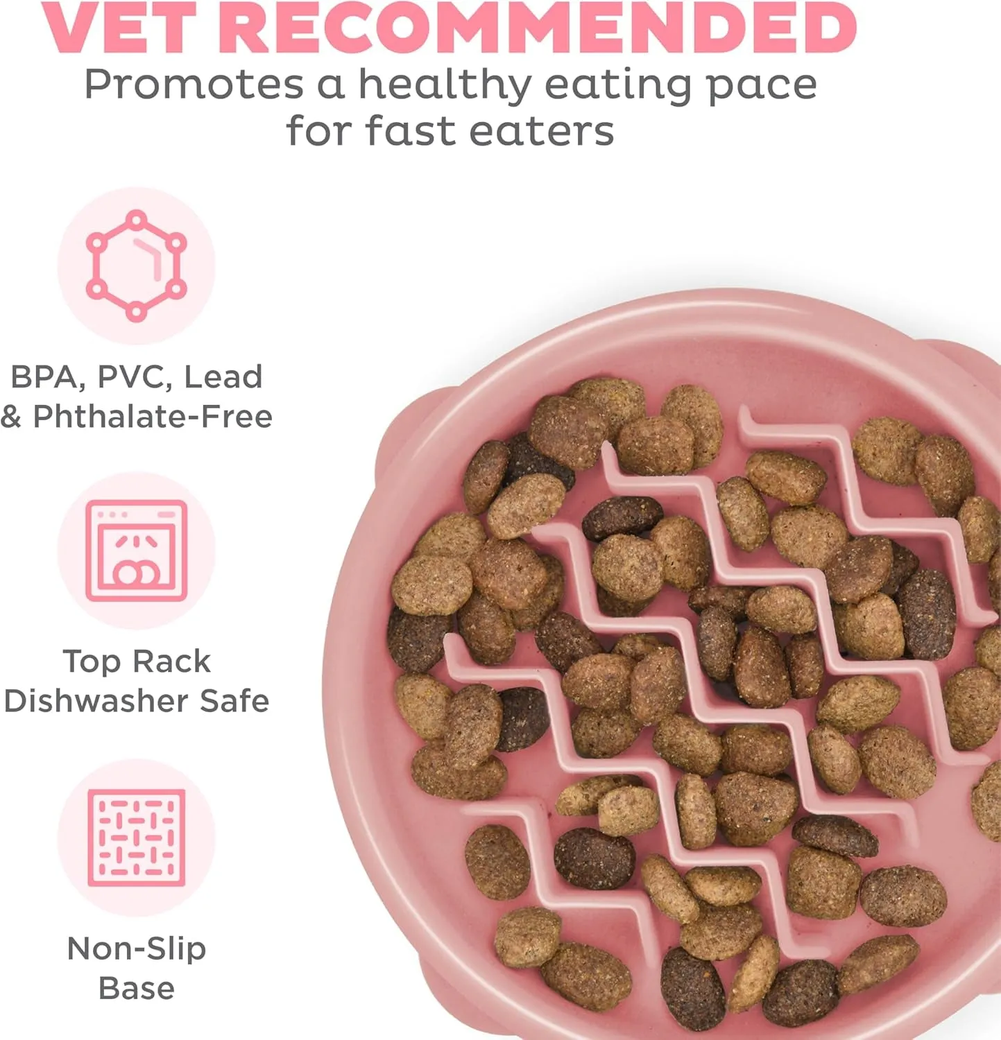 Fun Feeder Slo Bowl, Small Slow Feeder Dog Bowl, 3/4 Cups, Mini, Pink