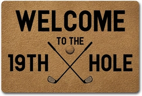 Funny Welcome Doormat Personalized Rugs Welcome to The 19th Hole Golf Doormat 15.9"(W) X 23.7"(L) Anti-Slip Rubber Back Doormats House Warming Gift Rugs for The Entrance Way Front Porch Patio Decor