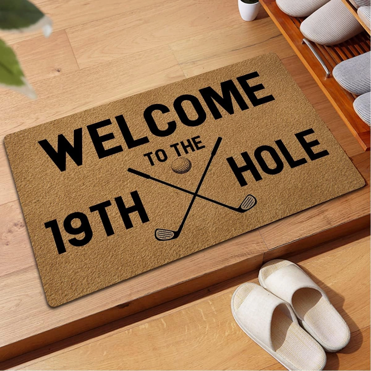 Funny Welcome Doormat Personalized Rugs Welcome to The 19th Hole Golf Doormat 15.9"(W) X 23.7"(L) Anti-Slip Rubber Back Doormats House Warming Gift Rugs for The Entrance Way Front Porch Patio Decor