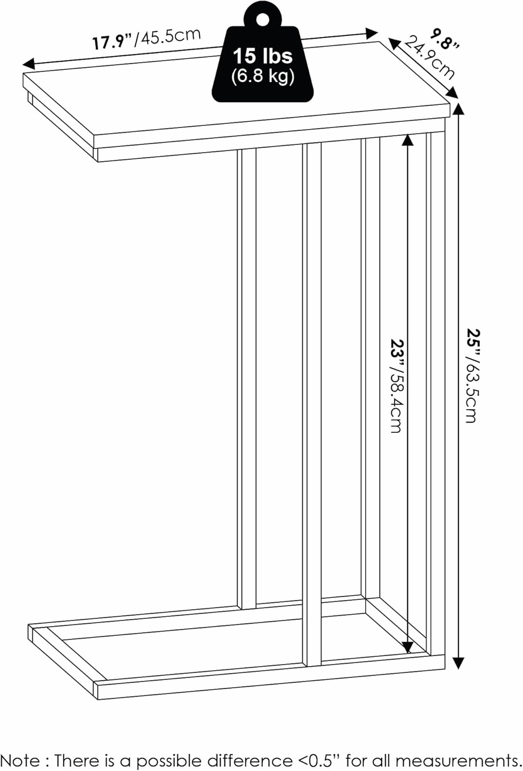 Furinno Camnus Modern Living Sofa Side Table, Americano, Set of 2