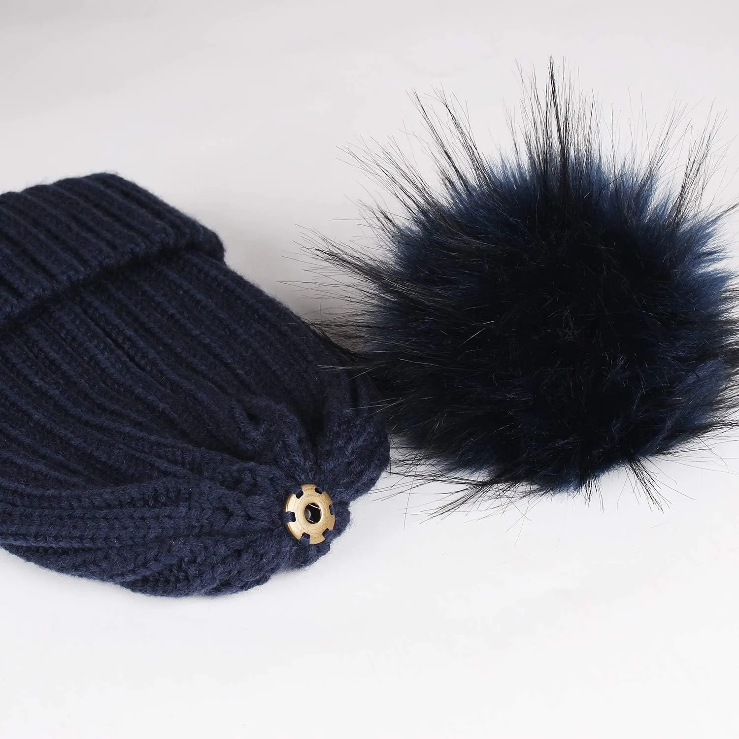 FURTALK Womens Winter Knitted Beanie Hat with Faux Fur Pom Warm Knit Skull Cap Beanie for Women