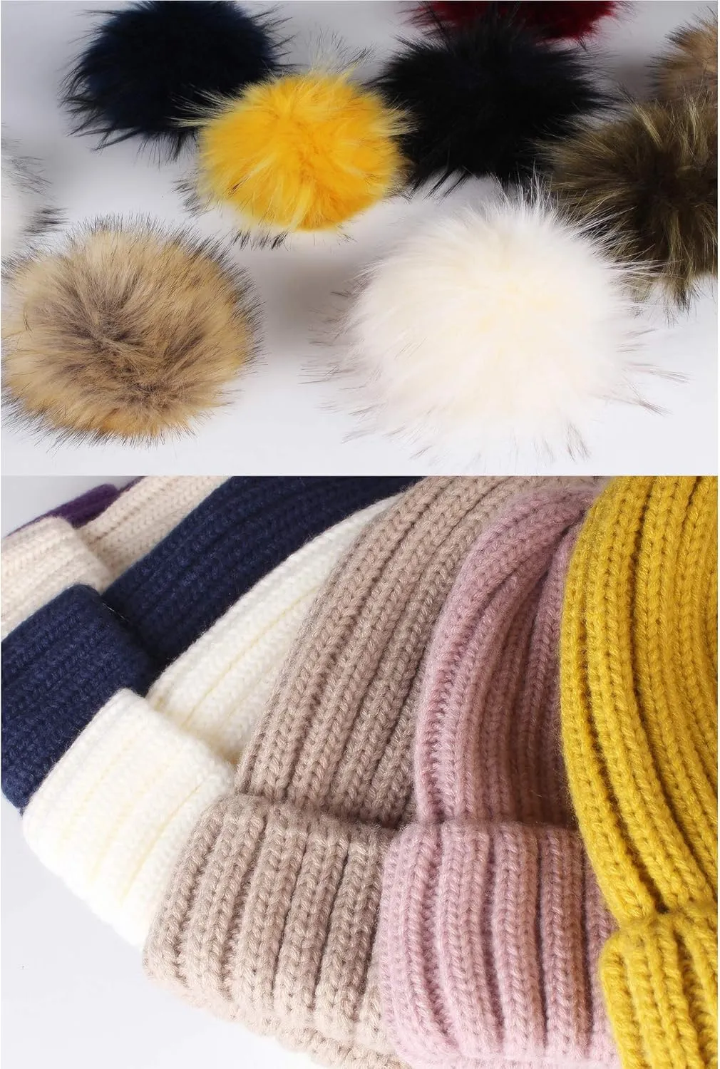 FURTALK Womens Winter Knitted Beanie Hat with Faux Fur Pom Warm Knit Skull Cap Beanie for Women