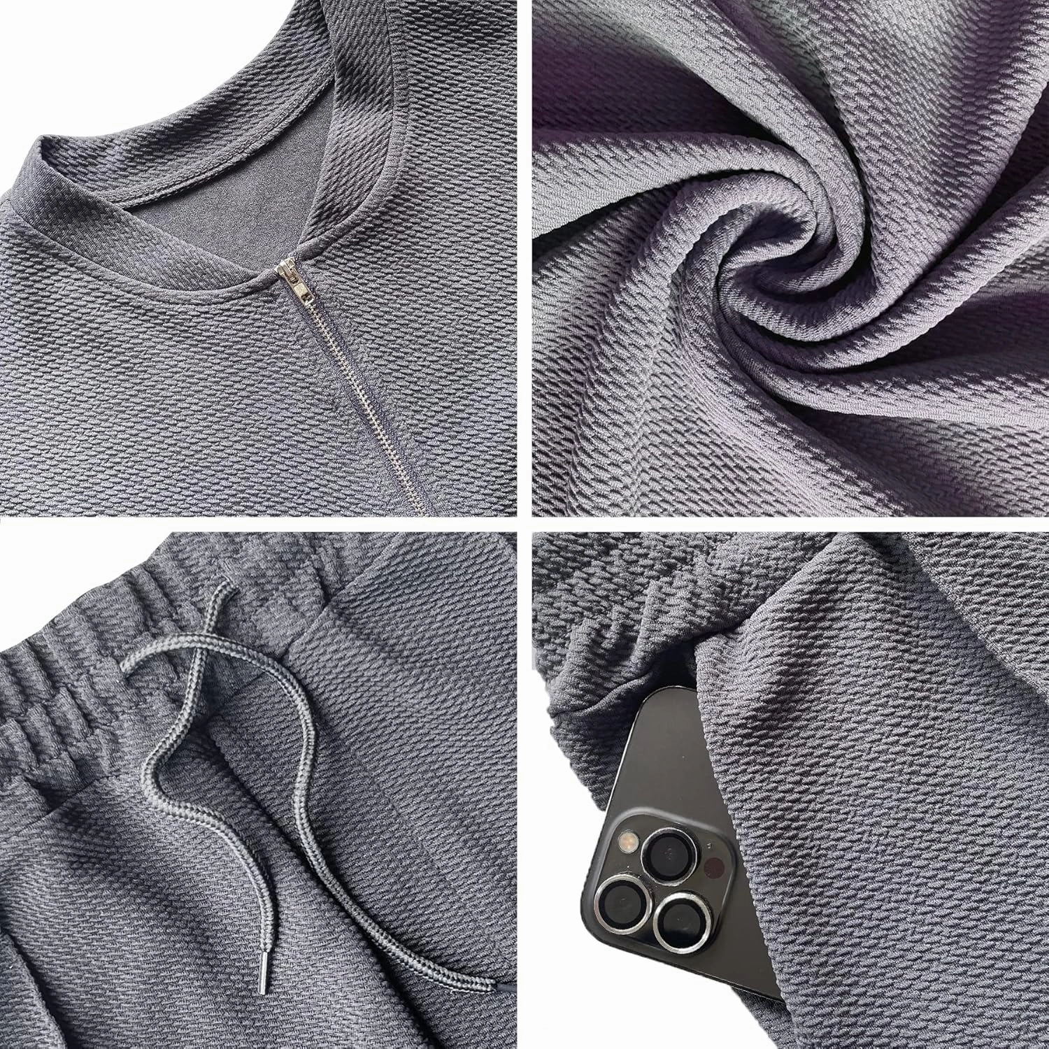 FZNHQL Fashion Men's Tracksuits 2 Piece Casual Athletic Jogging Outfits Short/Long Sleeve Track Suits for Men Set
