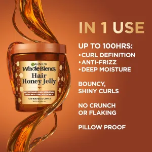 Garnier Whole Blends Honey Treasures Repairing Shampoo (22 Fl), Conditioner (22 Fl)   Defining Wavy & Curly Hair Jelly (13.5 Fl) (4 Items), Bundle