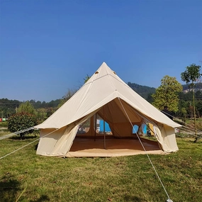 GeRRiT Bell Tent Canvas Waterproof Mongolian Yurt Tent Double Layers Teepee Tent Outdoor Camping Family Tent Pyramids Indian Tent 4-Season