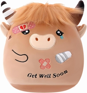 Get Well Highland Cow Plush - Adorable Cow Stuffed Animal Toy for All Ages, Perfect Get Well Gift for Kids, 9.45 Inch