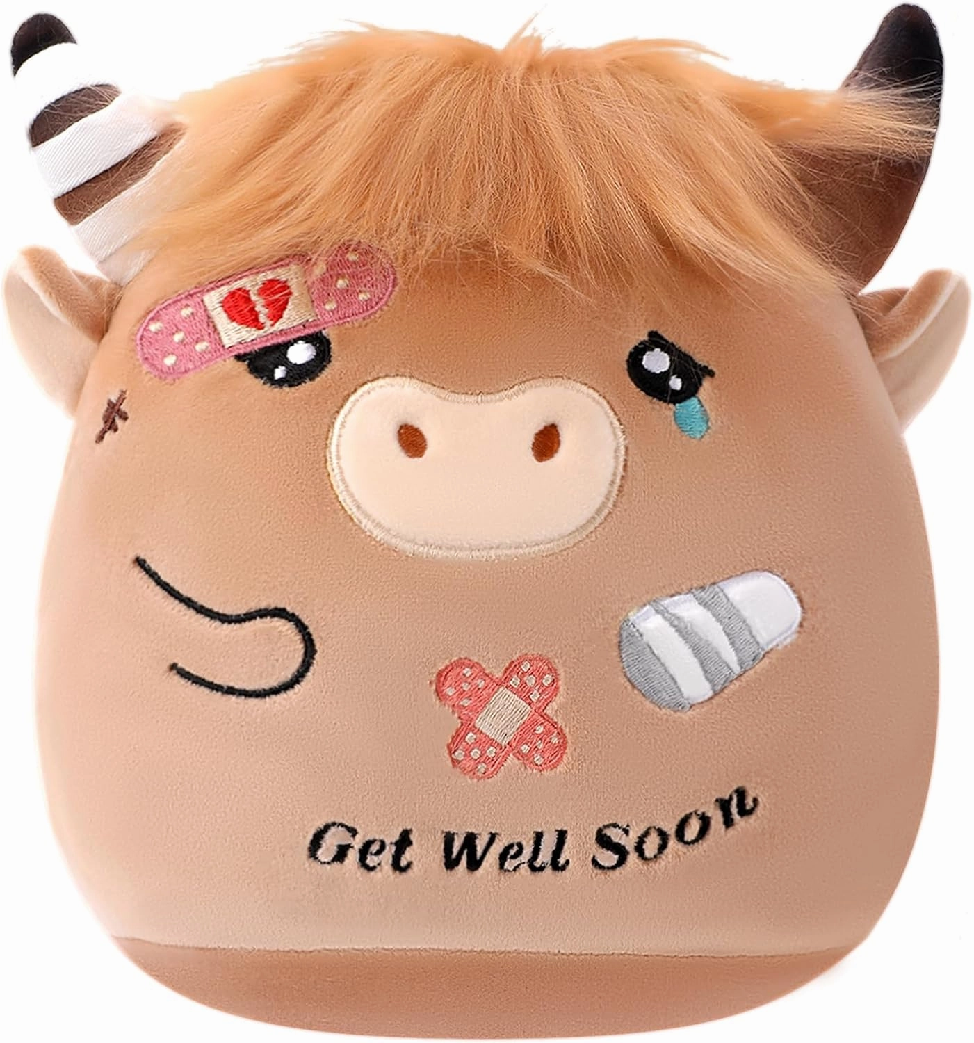 Get Well Highland Cow Plush - Adorable Cow Stuffed Animal Toy for All Ages, Perfect Get Well Gift for Kids, 9.45 Inch