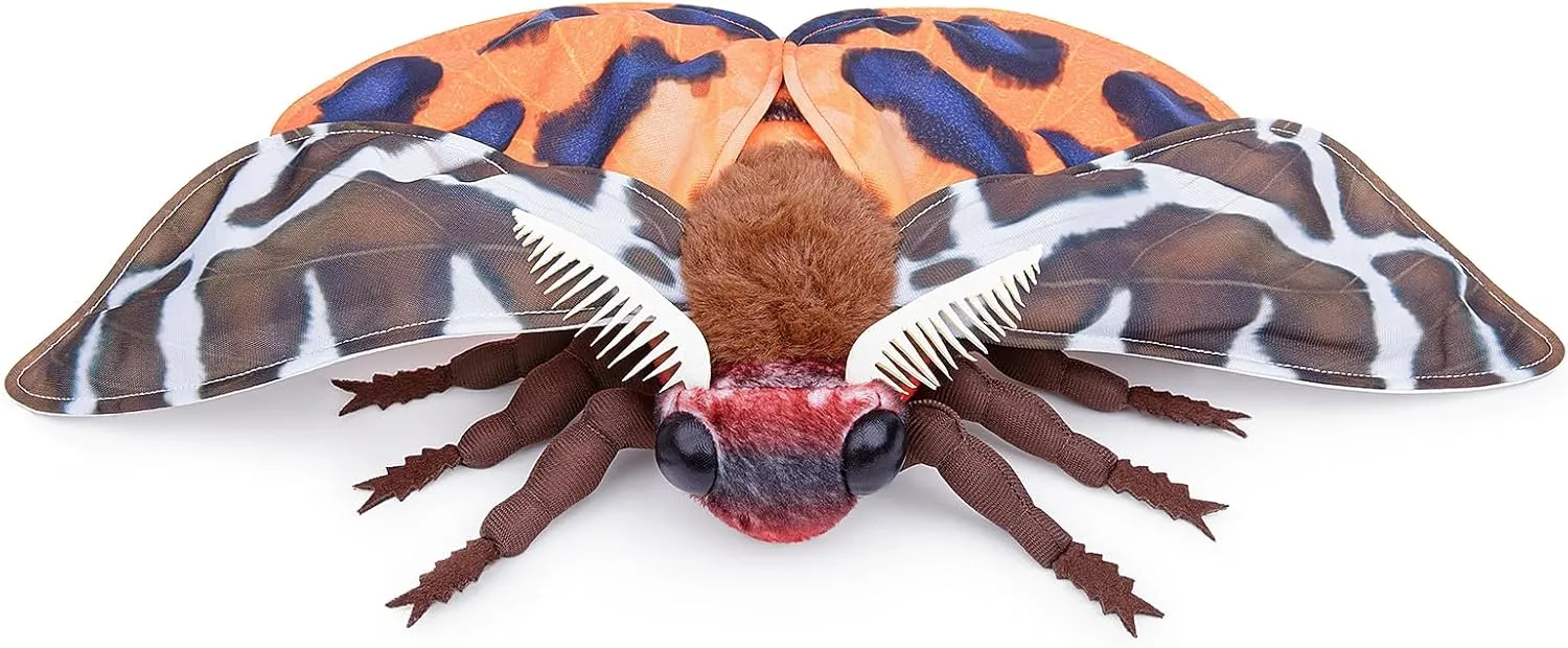 Giant Garden Tiger Moth Plush - Lifelike Stuffed Animal, 26in Realistic Soft Wings Moth Toy, Unique Kids Plush Collection