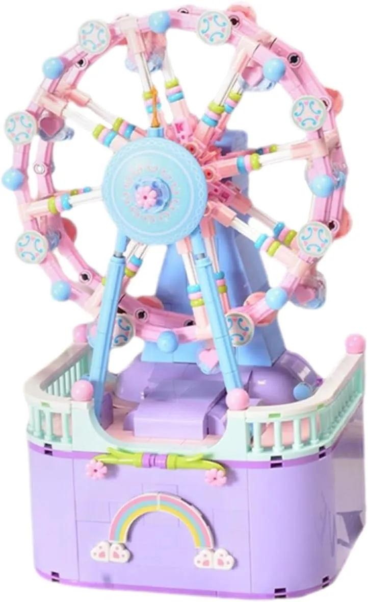 GLEAVI 1 Set DIY Music Box Set Ferris Wheel Shape Building Blocks for Educational and Safe Construction No Batteries Required Sparks Creativity and Imagination