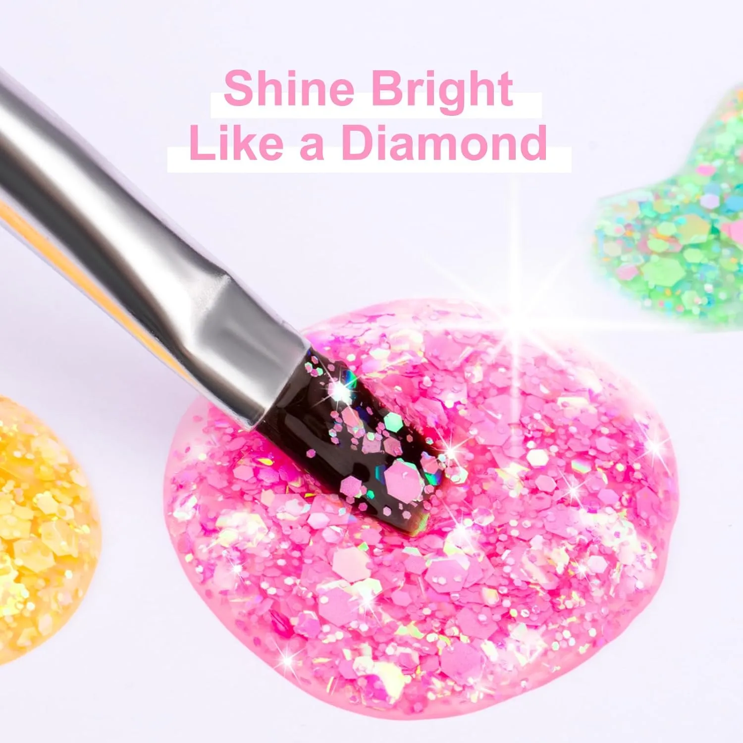 Glitter Gel Nail Polish Set -12 Colors Sparkle Sequins Gel Polish Resplendent Colorful Trendy Translucent Glitter Solid Gel Nail Polish Kit Soak Off UV LED for Home DIY Salon with Brush