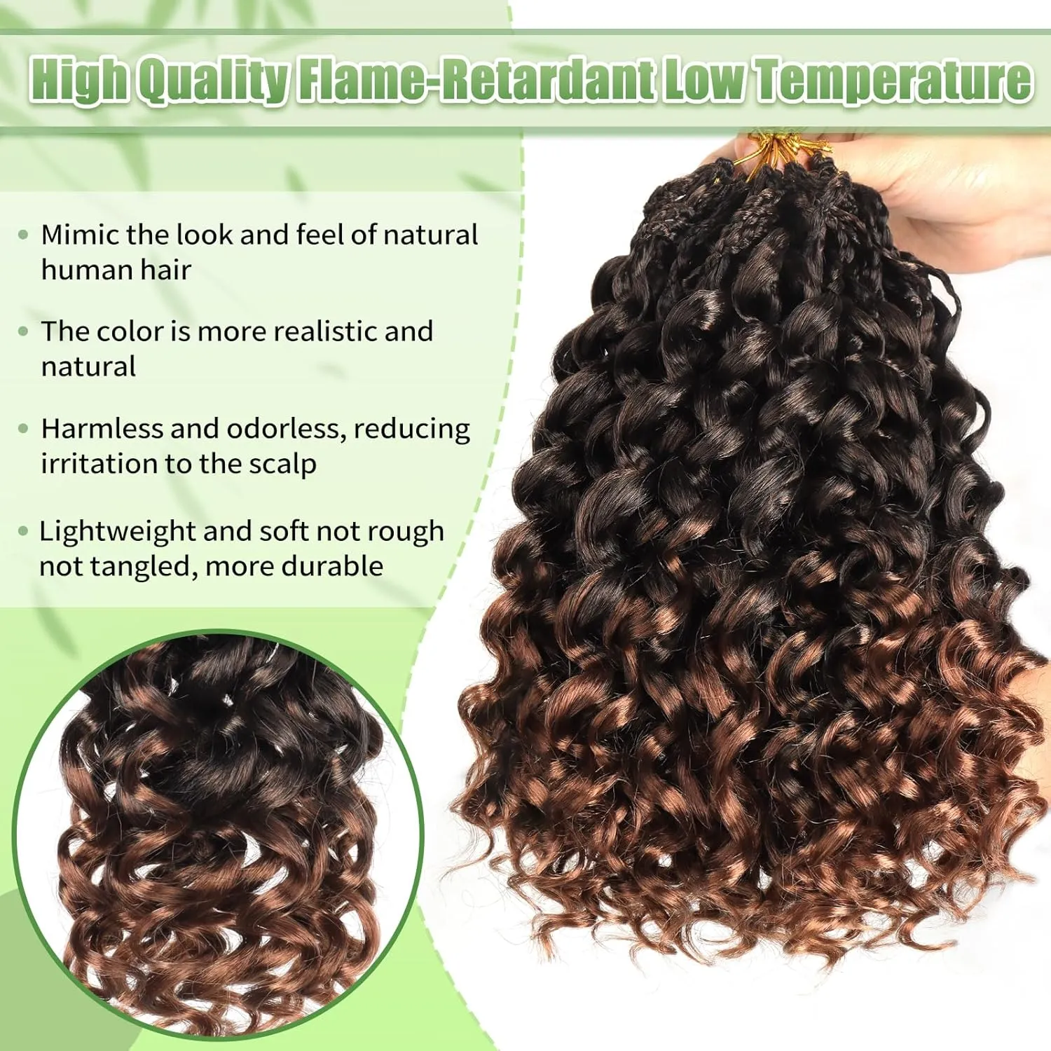 Gogo Curl Crochet Hair 8 Packs Ocean Wave Crochet Hair Pre Looped Deep Twist Goddess Box Braids Curly Water Wave Synthetic Braiding Hair For Black Women (#T30, 18 Inch (Pack of 8))