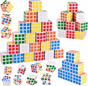 GOLDGE 60 Mini Cube Puzzles, 1.18in 3x3, Fun Party Favors for Kids - School Rewards & Classroom Prizes, Perfect for Birthdays, Easter, Christmas & Stocking Stuffers (60PCS-6 Colors (White))
