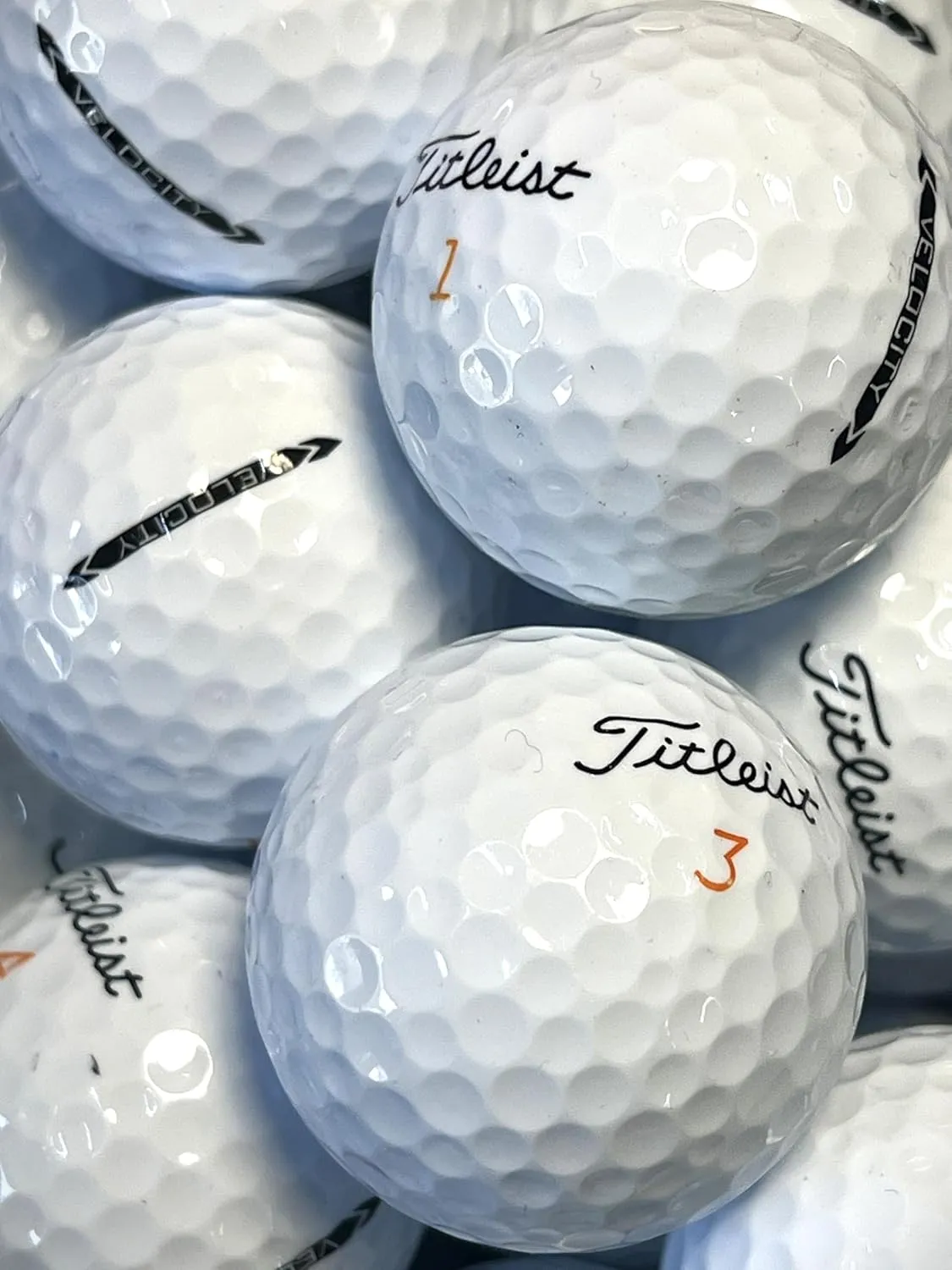 Golf Ball House…12 Velocity Golf Balls for Titleist/White/Near Mint (AAAA) / Used-Recycled w/Mesh Bag